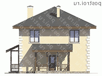 U-132-1K проект двухэтажного дома из кирпича размером 10 на 11 - вид спереди