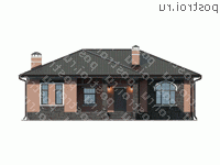 U-132-1P проект одноэтажного дома из пеноблоков размером 15 на 15 - вид спереди