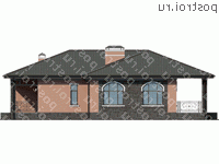 U-132-1P проект одноэтажного дома из пеноблоков размером 15 на 15 - вид слева