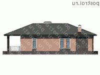 U-132-1P проект одноэтажного дома из пеноблоков размером 15 на 15 - вид справа