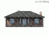 U-132-1P проект одноэтажного дома из пеноблоков размером 15 на 15 - вид сзади