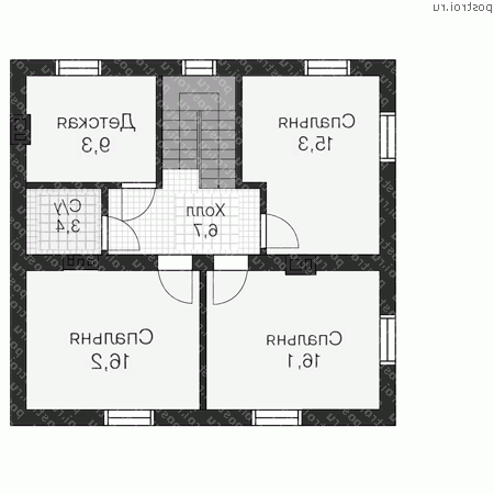 U-132-2K проект двухэтажного дома из кирпича размером 9 на 10  - 2-й этаж