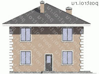 U-132-2K проект двухэтажного дома из кирпича размером 9 на 10  - вид спереди