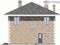 U-132-2K проект двухэтажного дома из кирпича размером 9 на 10  - вид слева