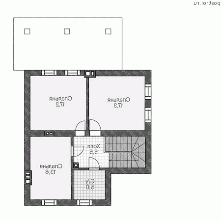 U-134-1P проект двухэтажного дома из газобетона с гаражом размером 9 на 13  - 2-й этаж