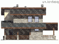 U-134-1P проект двухэтажного дома из газобетона с гаражом размером 9 на 13  - вид спереди