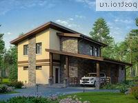 U-134-1P проект двухэтажного дома из газобетона с гаражом размером 9 на 13 