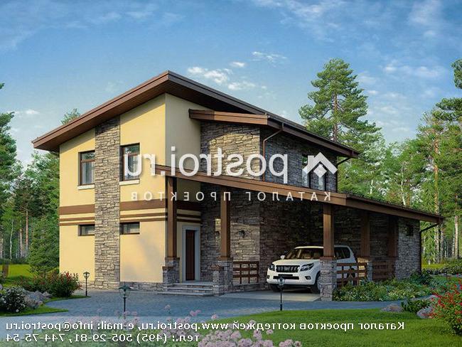 U-134-1P проект двухэтажного дома из газобетона с гаражом размером 9 на 13 