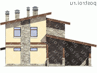 U-134-1P проект двухэтажного дома из газобетона с гаражом размером 9 на 13  - вид справа