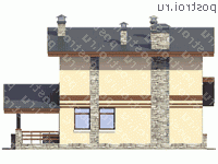 U-134-1P проект двухэтажного дома из газобетона с гаражом размером 9 на 13  - вид сзади