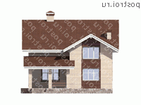 U-135-1P проект одноэтажного дома из газобетона с мансардой размером 9 на 12  - вид слева