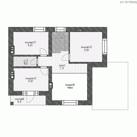 U-135-1P проект одноэтажного дома из газобетона с мансардой размером 9 на 12  - мансарда