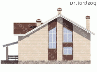 U-135-1P проект одноэтажного дома из газобетона с мансардой размером 9 на 12  - вид сзади