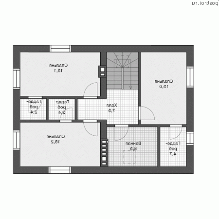 U-142-1P проект двухэтажного дома из газобетона размером 12 на 8 - 2-й этаж