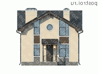 U-142-1P проект двухэтажного дома из газобетона размером 12 на 8 - вид спереди