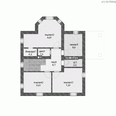 U-143-1P проект двухэтажного дома из газобетона размером 12 на 13  - 2-й этаж