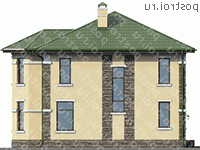 U-143-1P проект двухэтажного дома из газобетона размером 12 на 13  - вид справа