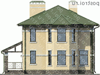 U-143-1P проект двухэтажного дома из газобетона размером 12 на 13  - вид сзади