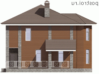 U-143-3P проект двухэтажного дома из газобетона размером 12 на 13  - вид спереди