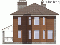 U-143-3P проект двухэтажного дома из газобетона размером 12 на 13  - вид слева