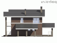 U-147-2P проект двухэтажного дома из газобетона с гаражом размером 10 на 10  - вид слева