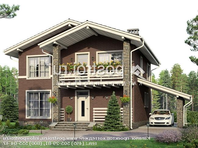 U-147-2P проект двухэтажного дома из газобетона с гаражом размером 10 на 10 