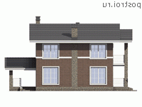 U-147-2P проект двухэтажного дома из газобетона с гаражом размером 10 на 10  - вид справа
