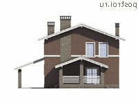 U-147-2P проект двухэтажного дома из газобетона с гаражом размером 10 на 10  - вид сзади