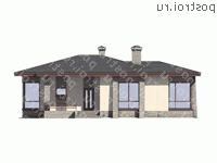 U-149-1P проект одноэтажного дома из газобетона размером 16 на 16 - вид спереди