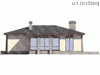 U-149-1P проект одноэтажного дома из газобетона размером 16 на 16 - вид слева