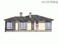 U-149-1P проект одноэтажного дома из газобетона размером 16 на 16 - вид сзади