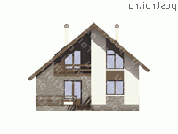 U-153-1P проект одноэтажного коттеджа из пеноблоков с мансардой размером 11 на 10 - вид спереди