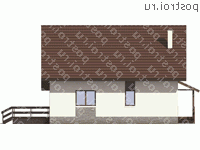 U-153-1P проект одноэтажного коттеджа из пеноблоков с мансардой размером 11 на 10 - вид слева