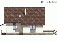 U-153-1P проект одноэтажного коттеджа из пеноблоков с мансардой размером 11 на 10 - вид справа