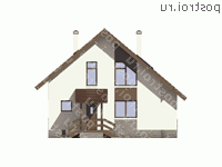 U-153-1P проект одноэтажного коттеджа из пеноблоков с мансардой размером 11 на 10 - вид сзади