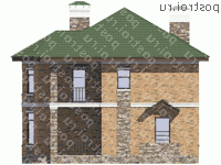 U-155-1K проект двухэтажного коттеджа из кирпича размером 11 на 12 - вид слева