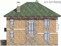 U-155-1K проект двухэтажного коттеджа из кирпича размером 11 на 12 - вид сзади