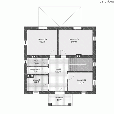 U-155-1P проект двухэтажного коттеджа из пеноблоков размером 15 на 11 - 2-й этаж