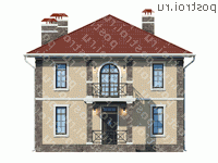 U-155-1P проект двухэтажного коттеджа из пеноблоков размером 15 на 11 - вид спереди