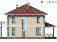 U-155-1P проект двухэтажного коттеджа из пеноблоков размером 15 на 11 - вид слева