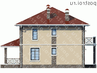 U-155-1P проект двухэтажного коттеджа из пеноблоков размером 15 на 11 - вид справа