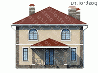 U-155-1P проект двухэтажного коттеджа из пеноблоков размером 15 на 11 - вид сзади