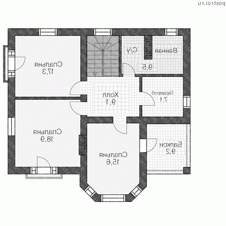 U-155-2K проект двухэтажного коттеджа из кирпича размером 12 на 11 - 2-й этаж