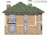 U-155-2K проект двухэтажного коттеджа из кирпича размером 12 на 11 - вид справа