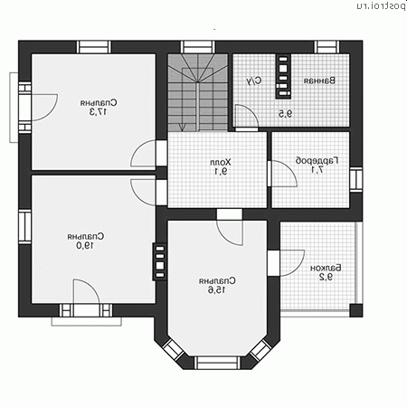 U-156-2P проект двухэтажного коттеджа из пеноблоков размером 12 на 11  - 2-й этаж
