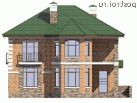 U-156-2P проект двухэтажного коттеджа из пеноблоков размером 12 на 11  - вид спереди