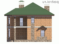 U-156-2P проект двухэтажного коттеджа из пеноблоков размером 12 на 11  - вид слева