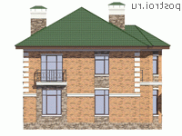 U-156-2P проект двухэтажного коттеджа из пеноблоков размером 12 на 11  - вид справа