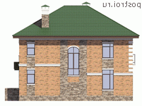 U-156-2P проект двухэтажного коттеджа из пеноблоков размером 12 на 11  - вид сзади