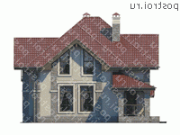U-157-1P проект двухэтажного коттеджа из пеноблоков размером 11 на 10 - вид спереди